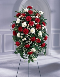 Crimson & White Standing Spray from Lagana Florist in Middletown, CT